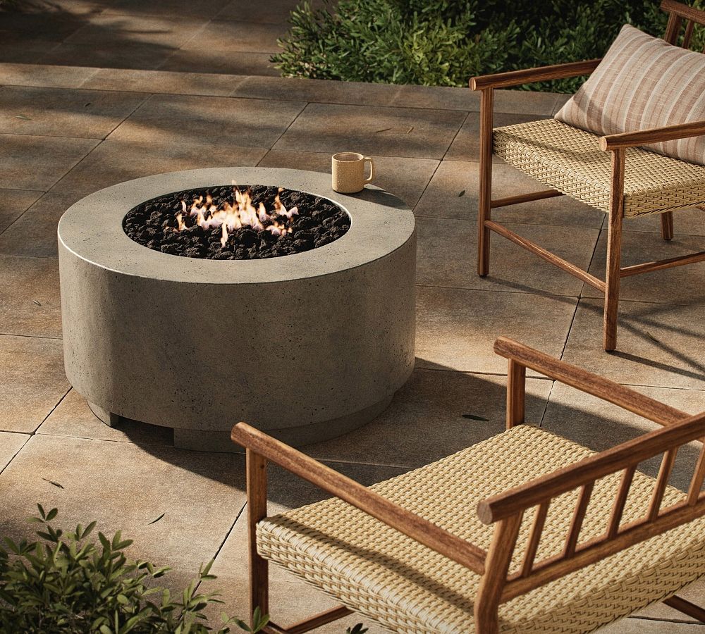 Aren Outdoor Concrete Round Natural Gas Fire Pit Table by Pottery Barn