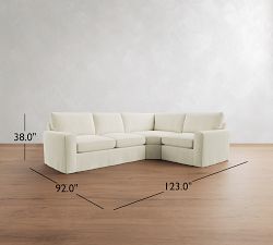 Pearce Square Arm Deep Seat Slipcovered 3-Piece Wedge Sectional (123")