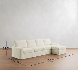 Pearce Square Arm Deep Seat Slipcovered Chaise Sectional (101"&ndash;141")