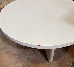 Open Box: Cayman Concrete &amp; Eucalyptus Round Outdoor Nesting Coffee Table (40") - Biscotti, White