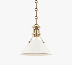 Open Box: Jocelyn Flared Metal Pendant, Small (9.5") - White/Brass