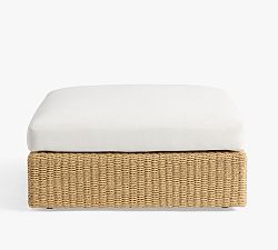 Open Box: Kostas Wicker Outdoor Sectional Ottoman with High Performance Cushion - Sand