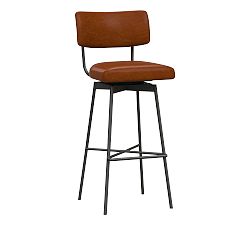 Open Box: Maison Leather Swivel Bar Stool (31") - Legacy Dark Caramel, Bronze