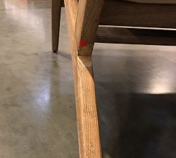 Open Box: Raylan Leather Armchair, Down Blend Wrapped Cushions - Nubuck Wheat,,Brown Frame,