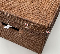 Open Box: Tava Handwoven Lidded Basket, Large (21.75"W x 12"H) - Honey