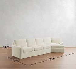 Pearce Square Arm Deep Seat Slipcovered Cuddle Chaise Sectional (137"&ndash;167")