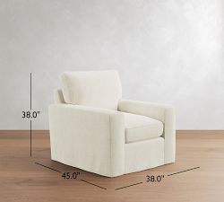 Pearce Square Arm Deep Seat Slipcovered Swivel Chair