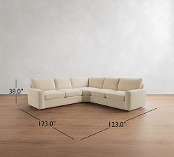 Pearce Square Arm Deep Seat 3-Piece L-Shaped Sectional (123")