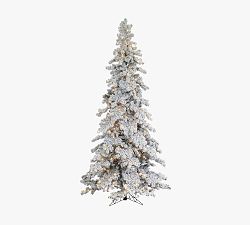 Open Box: Lit Flocked Layered Spruce Faux Christmas Tree (9')