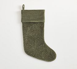 Open Box: Quilted Velvet Stocking, Medium - Green