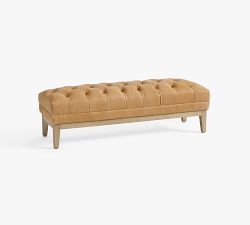 Edgewood Tufted Leather Bench