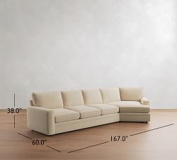 Pearce Square Arm Deep Seat Cuddle Chaise Sectional (137"&ndash;167")