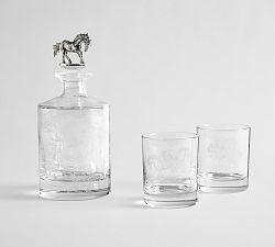 Open Box: Brandon Maxwell Groveland Toile Decanter &amp; 1 Double Old Fashioned Glass