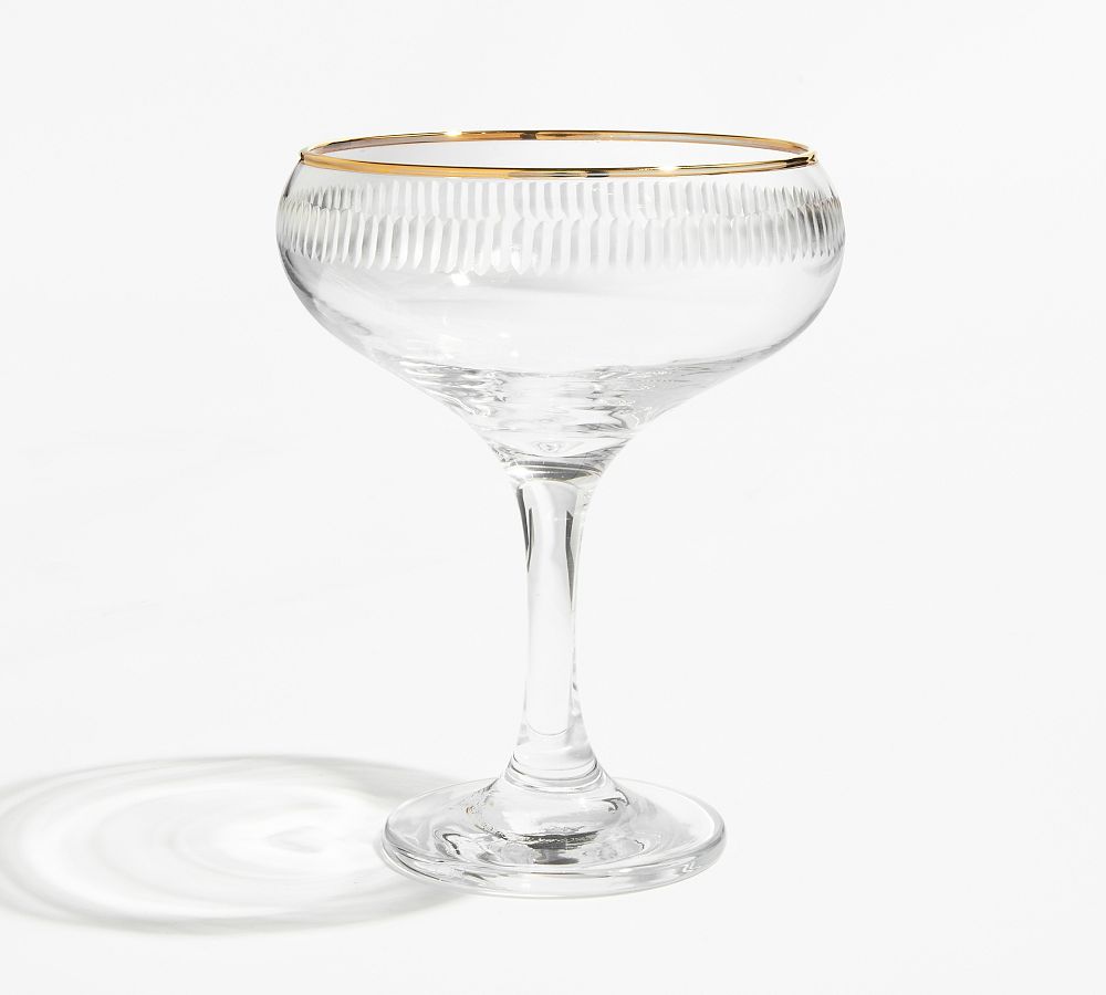 Etched Gold Rim Coupe Glasses - Set of 4 by Pottery Barn