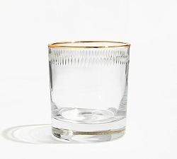 Etched Gold Rim Double Old Fashioned Glasses - Set of 4