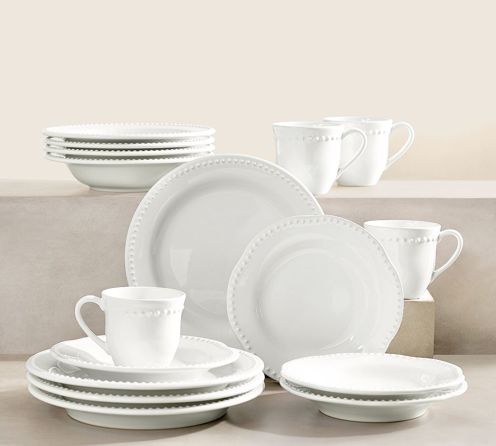 Emma Beaded Stoneware Dinnerware Sets 16 piece set