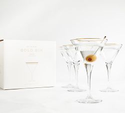 Etched Gold Rim Martini Glasses - Set of 4