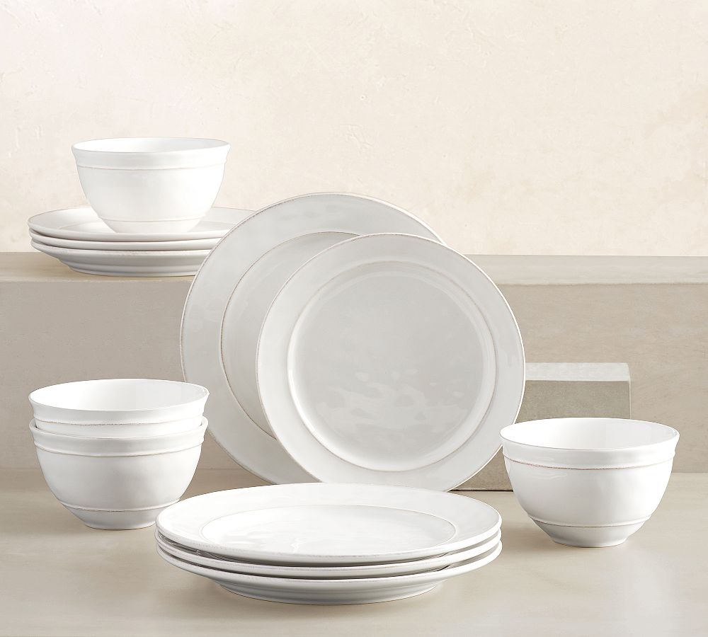 Cambria Handcrafted Stoneware - Dinner Plate with Cereal Bowl - Stone
