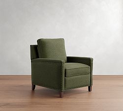 Open Box: Tyler Square Arm Upholstered Recliner with Nailheads - Vintage Velvet Fern