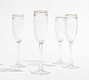 Etched Gold Rim Champagne Flutes - Set of 4