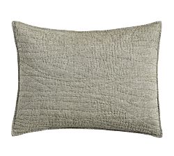 Open Box: Belgian Flax Linen Handcrafted Quilted Sham, Standard, Set of 2 - Dark Queen