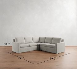 Cameron Modern Square Arm Slipcovered 3-Piece L-Shaped Wedge Sectional (104")