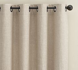 Open Box: Emery Linen Grommet Blackout Curtain, 100"W x 84"L - Oatmeal, Antique Bronze Grommet Finish