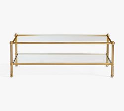 Open Box: Everson Rectangular Glass Coffee Table (52") - Antique Brass