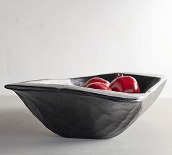 Open Box: Wooden Decorative Dough Bowl Tray - Black