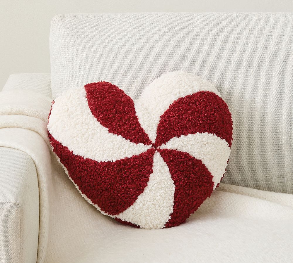 Pottery Barn Heart Home Décor Pillows for sale | eBay NEW RARE Pottery Barn Peppermint Swirl Heart Shaped Pillow Valentine\'s NWT main image 1