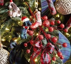 Blue Plaid Ribbon Garland