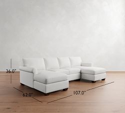 York Roll Arm Double Chaise Sectional (107"&ndash;127")