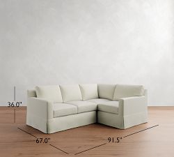 York Square Arm Slipcovered 3-Piece Sectional (92")