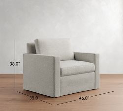 Cameron Modern Square Arm Slipcovered Chair and a Half