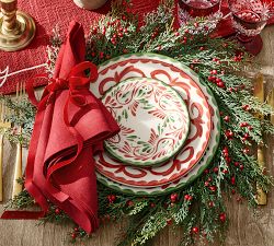 Holiday Sentiment Embroidered Cotton Table Runner