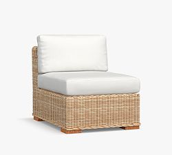 Open Box: Huntington All-Weather Wicker Roll/Slope Arm Outdoor Sectional Components, Armless Chair, Natural