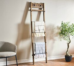 Estelle Decorative Wooden Ladder with Hooks