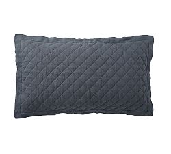 Open Box: Belgian Flax Linen Diamond Quilted Shams, King, Set of 2 - Steel Blue