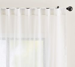 Open Box: Emery Linen Sheer Curtain, 50"W x 120"L - White
