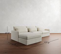 Westwood Slim Arm Deep Seat Slipcovered Modular Chaise Sectional (137")