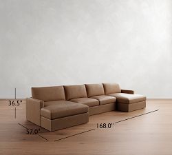 Westwood Slim Arm Leather Double Chaise Sectional (168"&ndash;180")