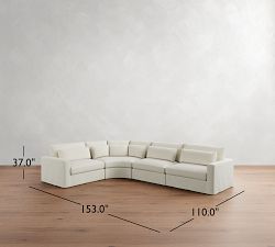 Westwood Square Arm Deep Seat Slipcovered 4-Piece Curved Wedge Sectional (156")