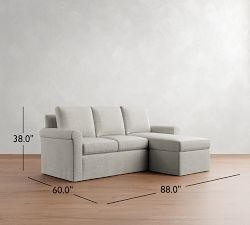 Cameron Modern Roll Arm Slipcovered Reversible Chaise Sectional (88")