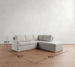 Cameron Modern Square Arm Slipcovered 3-Piece Bumper Sectional (99")