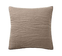 Open Box: Belgian Flax Linen Handcrafted Quilted Sham, Euro Set of 2 - Mocha