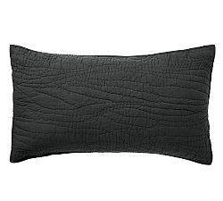 Open Box: Belgian Flax Linen Handcrafted Quilted Sham, King Set of 3 - Ebony