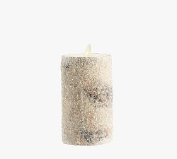 Open Box: Premium Flickering Flameless Wax Pillar Candle (3" x 6") - Sugared Birch