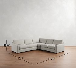 PB Comfort Modern Square Arm 3-Piece L-Shaped Wedge Sleeper Sectional (119")