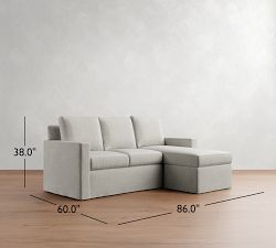 Cameron Modern Square Arm Slipcovered Reversible Chaise Sectional (86")