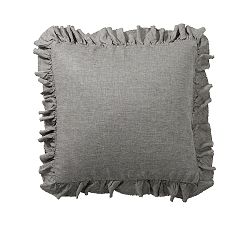 Open Box: Belgian Flax Linen Fringe Ruffle Sham, Euro Set of 3 - Heathered Charcoal